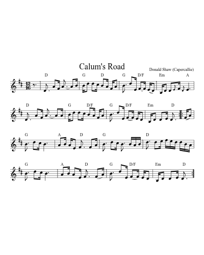 Calum's Road (Version 7) sheet music preview