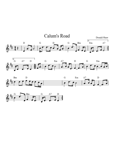 Calum's Road (Version 8) sheet music preview