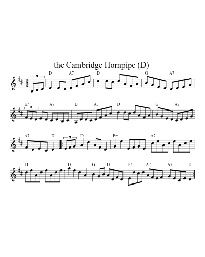 the Cambridge Hornpipe  (D)
