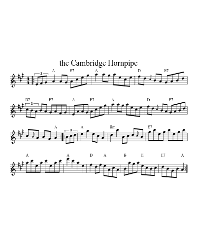 the Cambridge Hornpipe sheet music preview