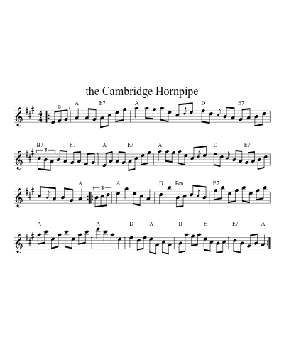 the Cambridge Hornpipe (Version 6) sheet music preview