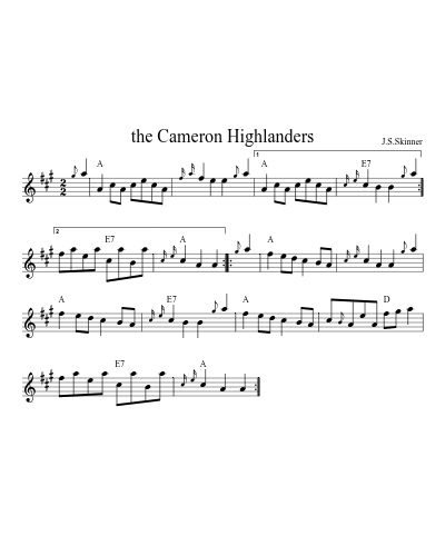 the Cameron Highlanders (Version 3) sheet music preview