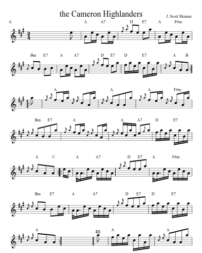 the Cameron Highlanders (Version 5) sheet music preview