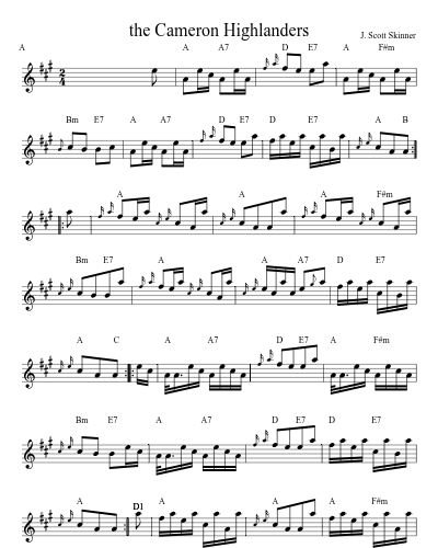 the Cameron Highlanders (Version 8) sheet music preview