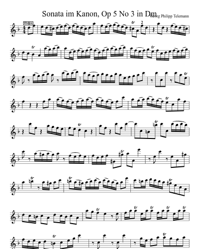 Sonata im Kanon, Op 5 No 3 in Dm sheet music preview