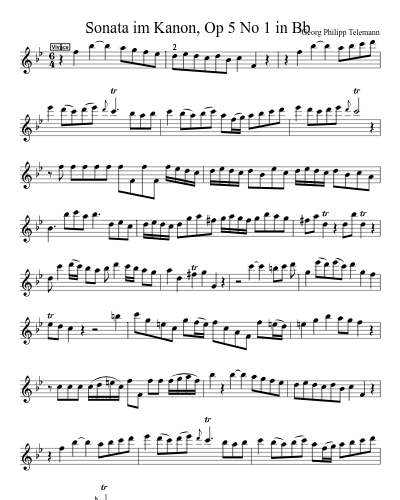Sonata im Kanon, Op 5 No 1  in Bb (Version 2)