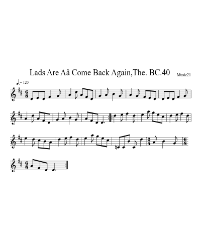 Lads Are Aâ Come Back Again,The. BC.40