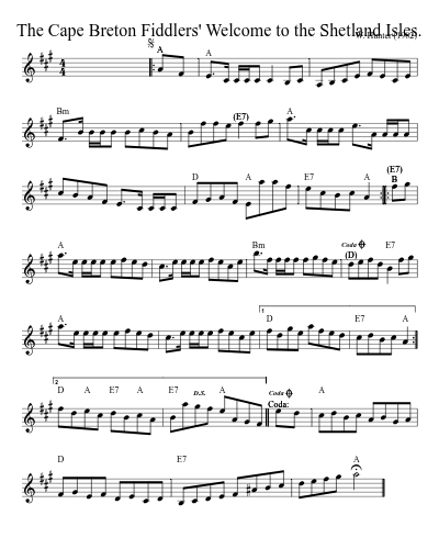 The Cape Breton Fiddlers' Welcome to the Shetland Isles. (Version 2) sheet music preview