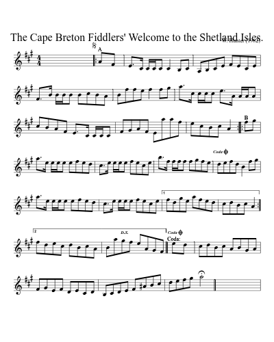 The Cape Breton Fiddlers' Welcome to the Shetland Isles. (Version 3) sheet music preview