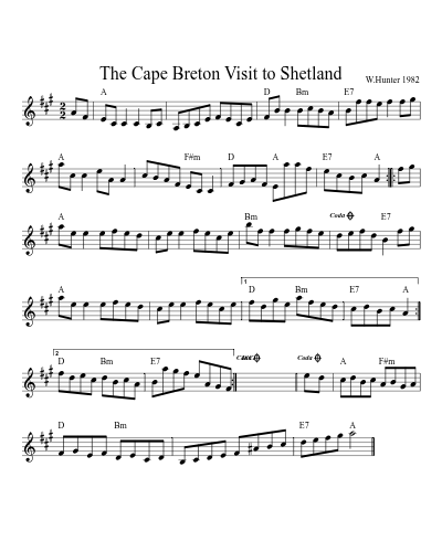 the Cape Breton Visit to Shetland (Version 2) sheet music preview