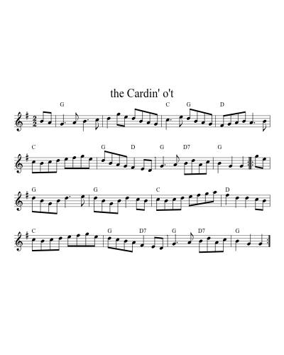 the Cardin' o't (Version 2) sheet music preview