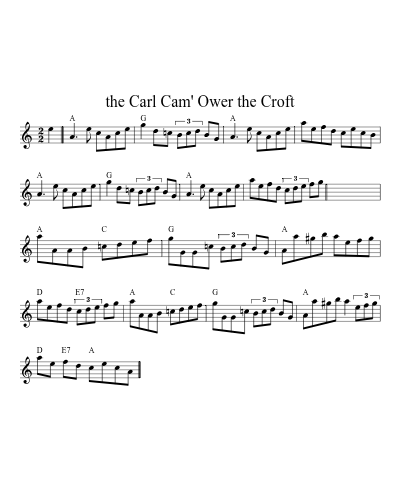 the Carl Cam' Ower the Croft (Version 2) sheet music preview