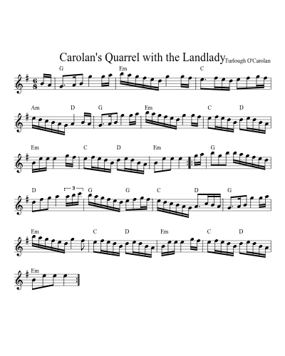 Carolan's Quarrel with the Landlady (Version 2)