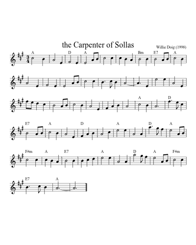the Carpenter of Sollas (Version 2) sheet music preview