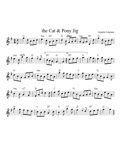 the Cat & Pony Jig (Version 2) sheet music preview