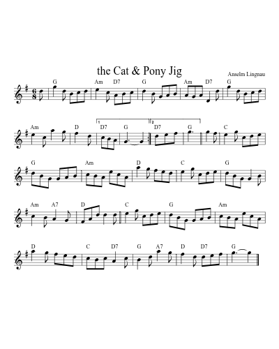 the Cat & Pony Jig (Version 3) sheet music preview