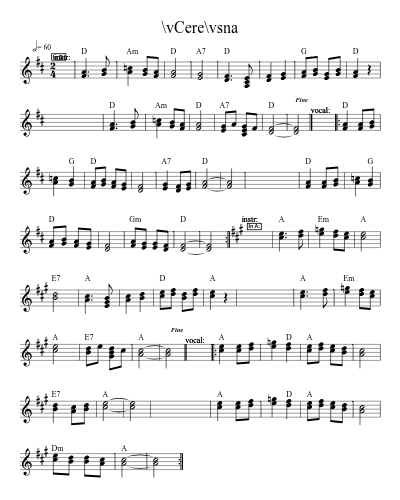 \vCere\vsna — Guitar Sheet Music | Practito