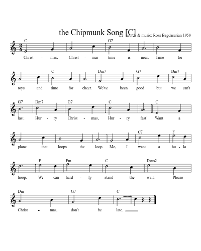 the Chipmunk Song    [C] (Version 2)
