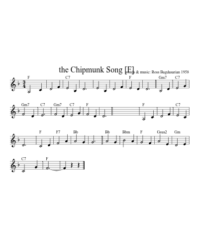 the Chipmunk Song    [F] sheet music preview