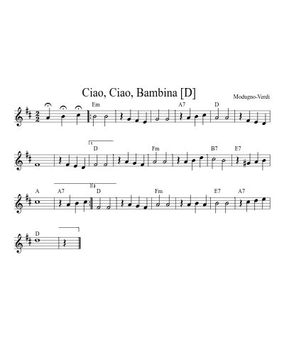 Ciao, Ciao, Bambina   [D] (Version 2)