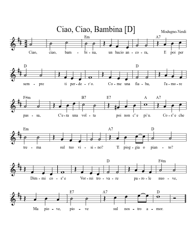 Ciao, Ciao, Bambina   [D] (Version 4) preview