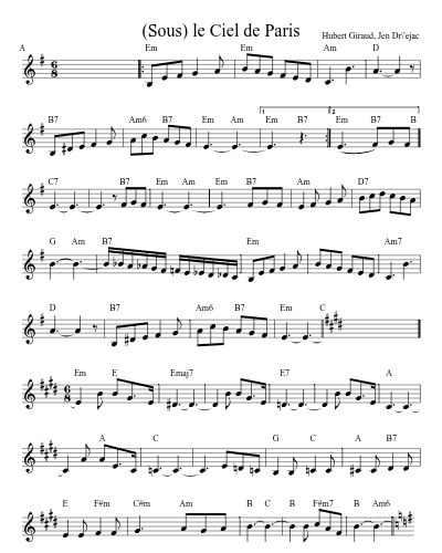 (Sous) le Ciel de Paris (Version 8) sheet music preview