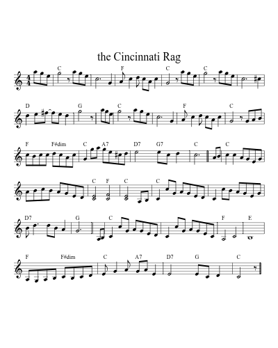the Cincinnati Rag sheet music preview