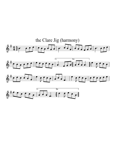 the Clare Jig (harmony) sheet music preview