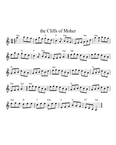 The cliffs of Moher (Version 9) sheet music preview