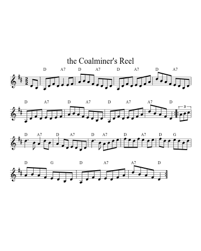 the Coalminer's Reel (Version 3) sheet music preview