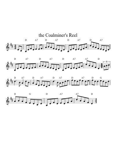 the Coalminer's Reel (Version 4) sheet music preview