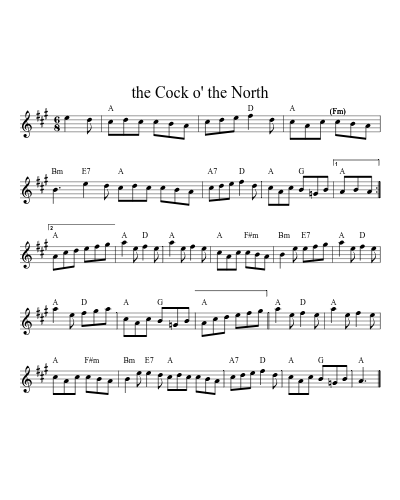 The cock o' the north (Version 14) sheet music preview