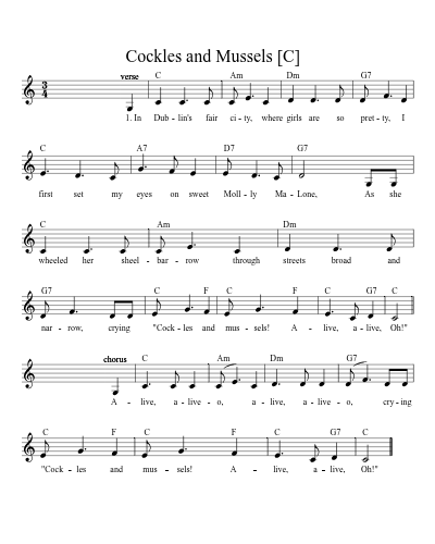 Cockles and Mussels   [C] (Version 2)