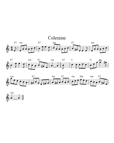 Coleraine (Version 4) sheet music preview