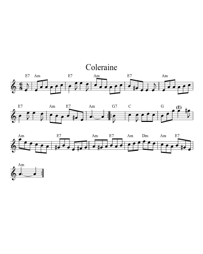 Coleraine (Version 5) sheet music preview