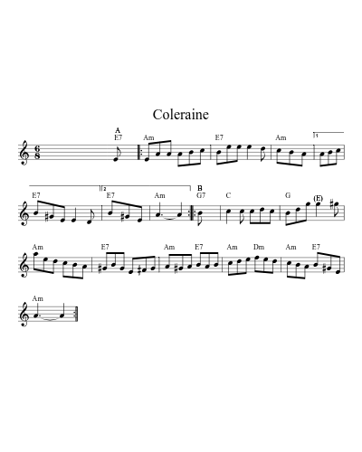 Coleraine (Version 6) sheet music preview