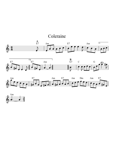 Coleraine (Version 7) sheet music preview