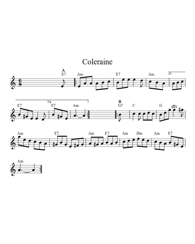 Coleraine (Version 8) sheet music preview