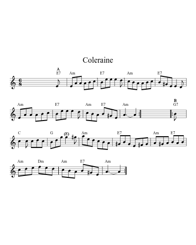 Coleraine (Version 9) sheet music preview