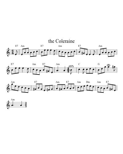 the Coleraine sheet music preview