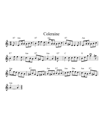 Coleraine (Version 13) sheet music preview