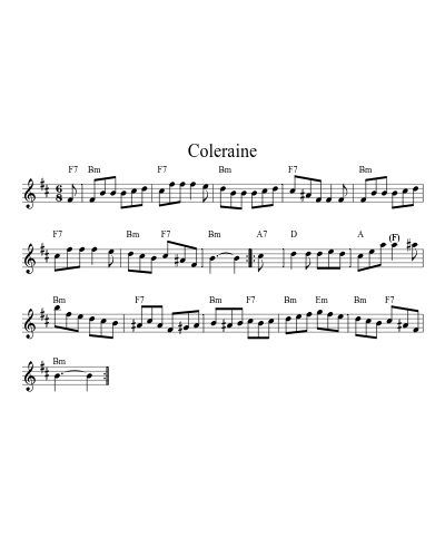 Coleraine (Version 16) sheet music preview