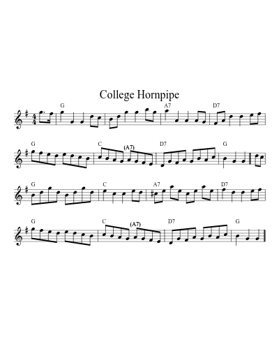 College Hornpipe (Version 7) sheet music preview