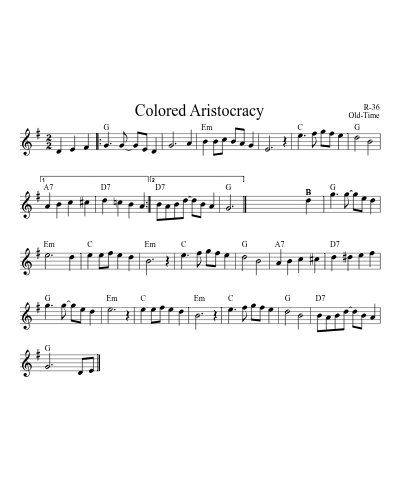 Colored Aristocracy (Version 9) sheet music preview