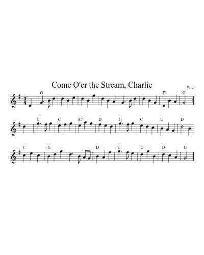 Come o'er the stream, Charlie (Version 9) sheet music preview