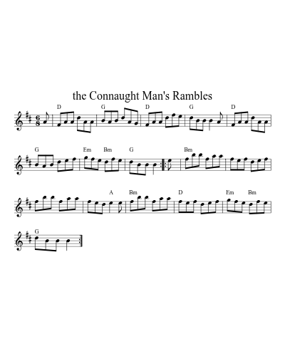 the Connaught Man'S Rambles (Version 5) sheet music preview