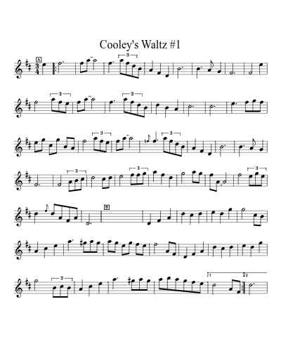 Cooley's Waltz #1 (Version 2) sheet music preview