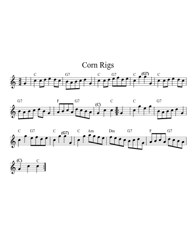 Corn Rigs (Version 12) sheet music preview