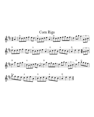 Corn Rigs (Version 14) sheet music preview