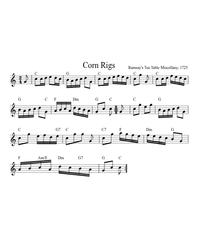 Corn Rigs (Version 15) sheet music preview